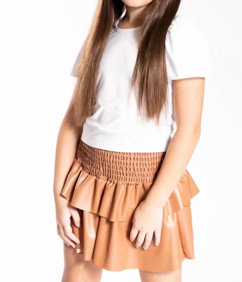 NEW CHERYL CREATIONS kid's julia leather skirt in caramel